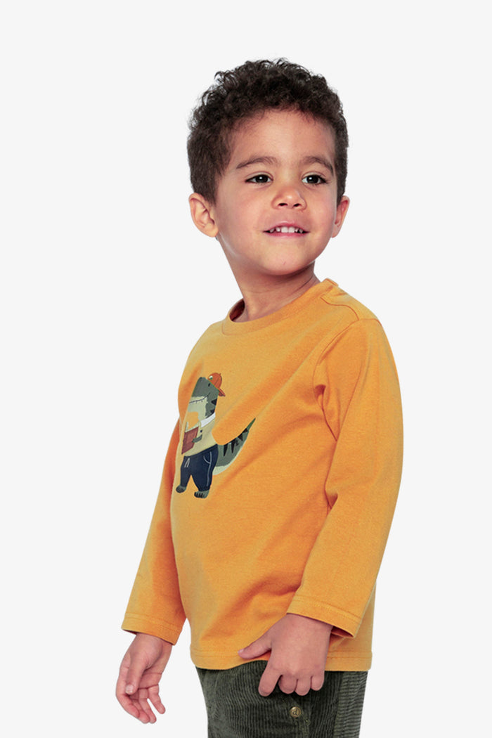 Long Sleeve Organic Cotton T-Shirt Mustard Yellow-3