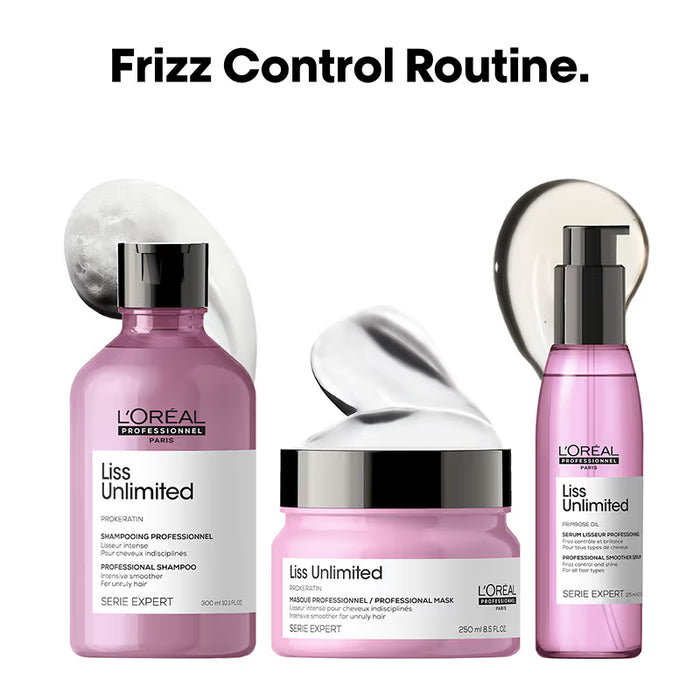 L’Oreal Professionnel Liss Unlimited Shampoo 300ml, Hair Mask 250gm and Hair Serum 125ml, Serie Expert