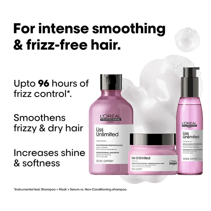 L’Oreal Professionnel Liss Unlimited Shampoo 300ml, Hair Mask 250gm and Hair Serum 125ml, Serie Expert