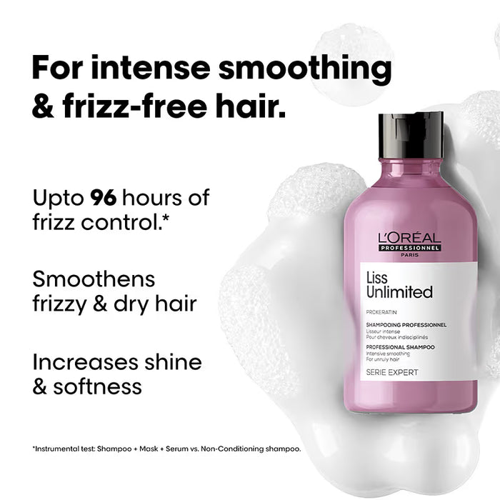L'Oreal Professionnel Liss Unlimited Shampoo For Frizzy & Unruly Hair With Pro-Keratin (300ml)
