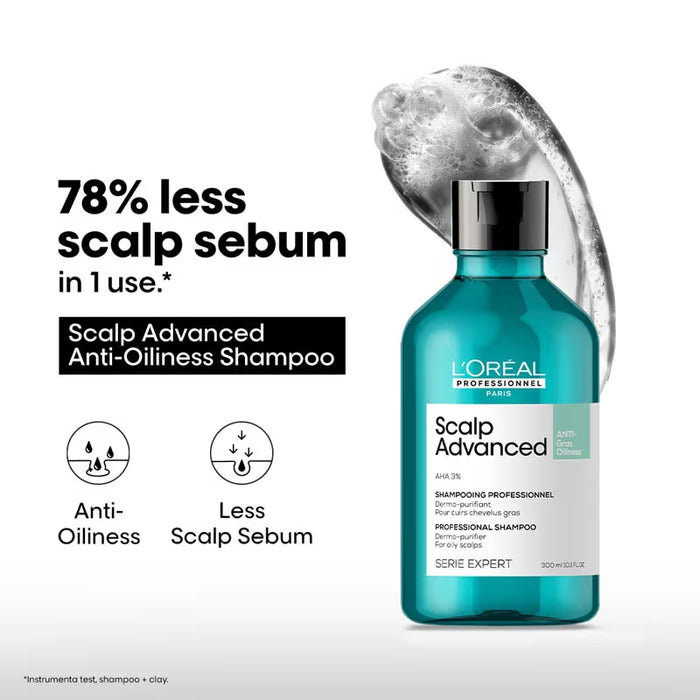L’Oréal Professionnel Scalp Advanced Anti-Oiliness Dermo-Purifier Shampoo-for Oily Scalps(300ML)