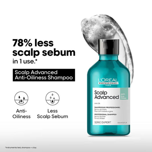 L’Oréal Professionnel Scalp Advanced Anti-Oiliness Dermo-Purifier Shampoo-for Oily Scalps(300ML)