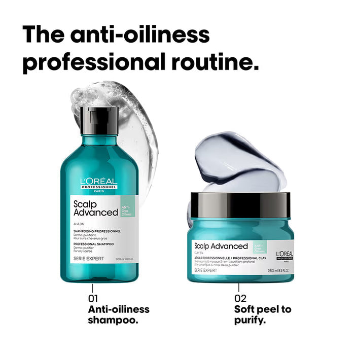 L’Oréal Professionnel Scalp Advanced Anti-Oiliness Dermo-Purifier Shampoo-for Oily Scalps(300ML)
