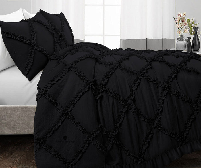 Black Diamond Ruffled Duvet Cover