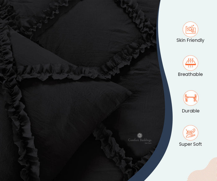 Black Diamond Ruffled Duvet Covers