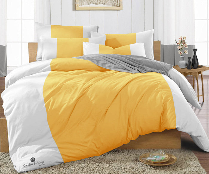 Golden Contrast Color Bar Duvet Cover