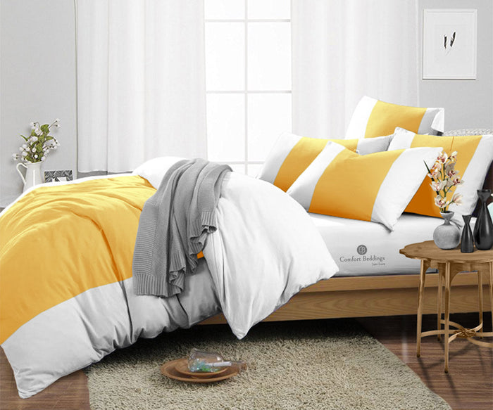 Golden Contrast Color Bar Duvet Cover Set