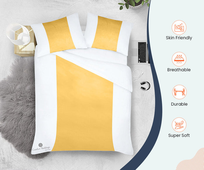 Golden Contrast Color Bar Duvet Covers