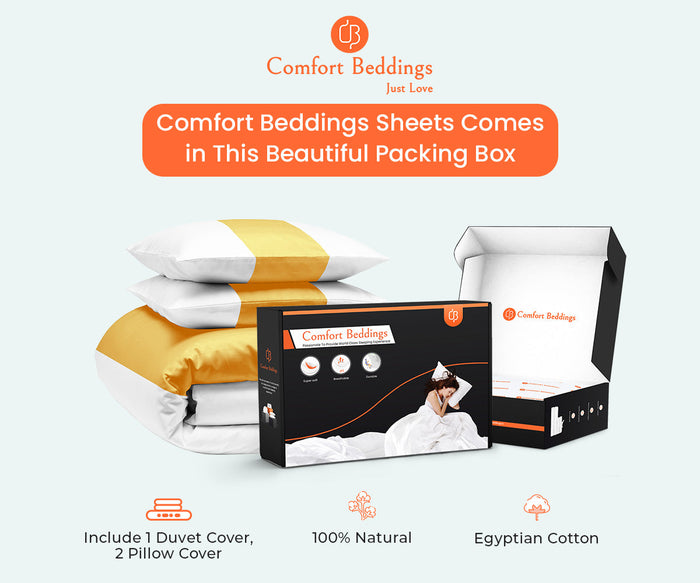 Luxurious Golden Contrast Color Bar Duvet Cover