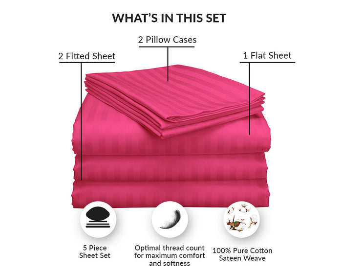 Hot Pink Stripe Split Sheet Sets