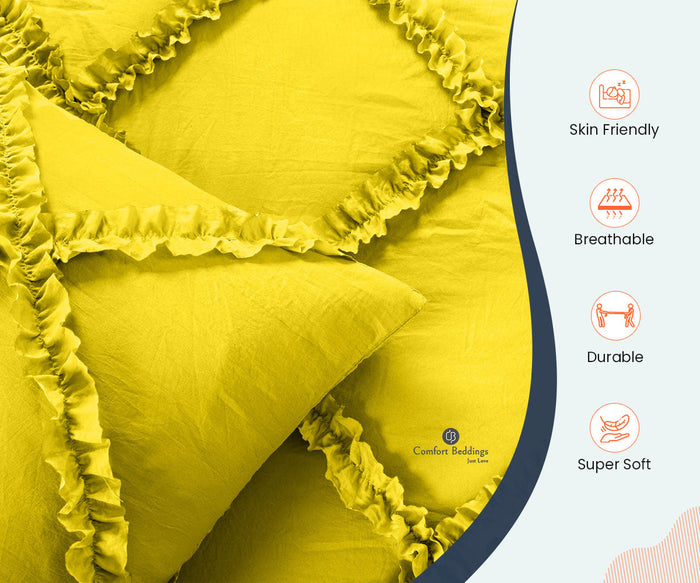 Yellow Diamond Ruffled Duvet Covers