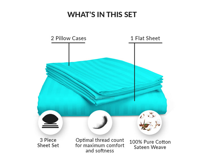 Turquoise Stripe Flat Sheets Sets