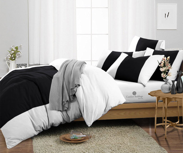 Black Contrast Color Bar Duvet Covers