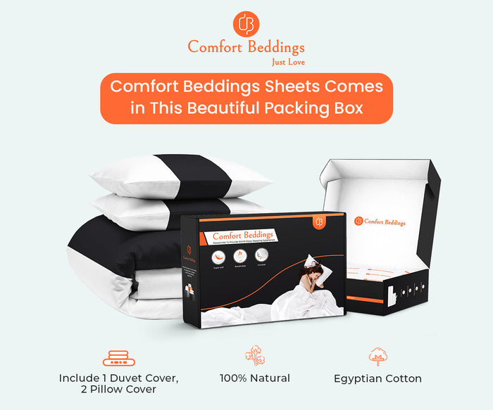 Luxury Black Contrast Color Bar Duvet Cover Set