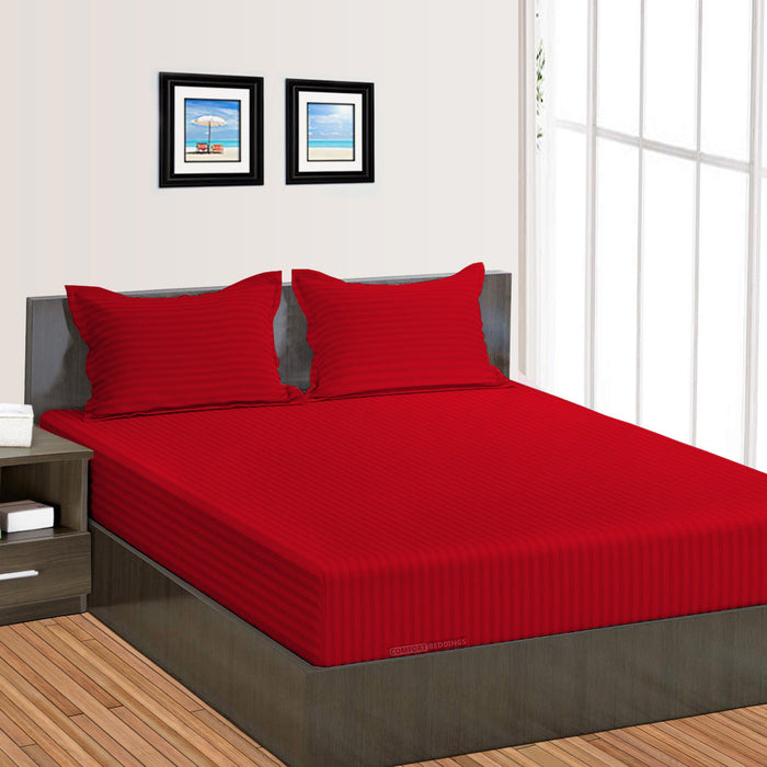 Blood red Stripe Fitted Sheet