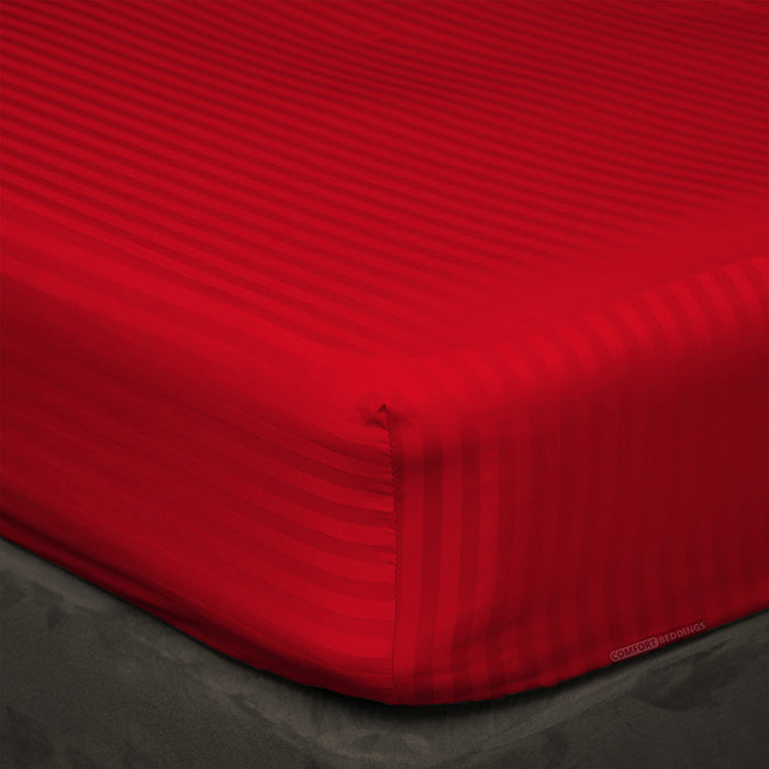 Blood red Stripe Fitted Sheet