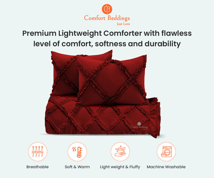 Burgundy Diamond Ruffle Comforter