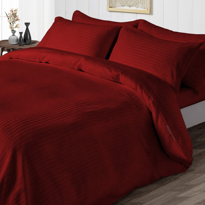 Burgundy Stripe Duvet Cover Set