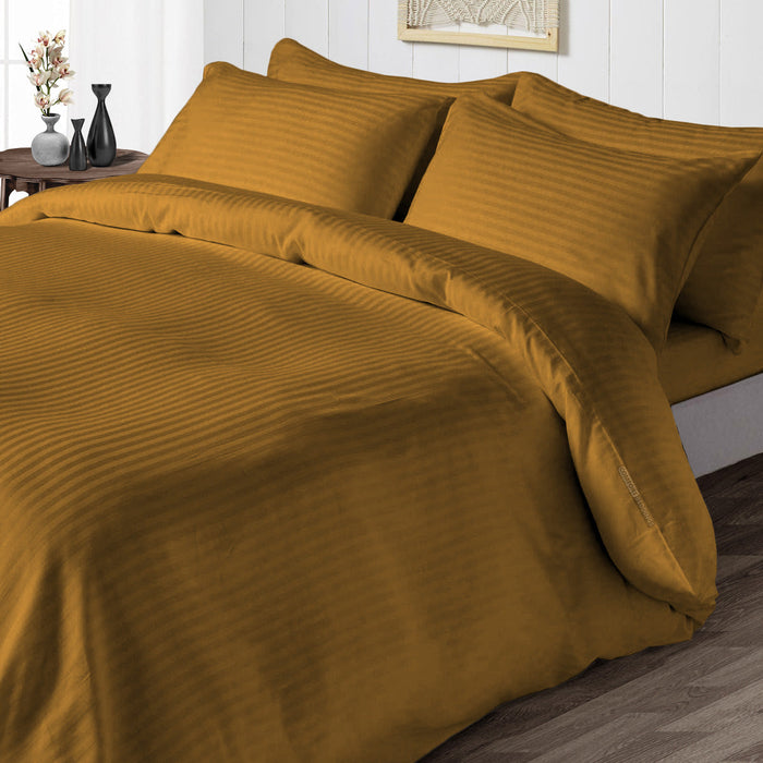 Dark Golden Stripe Duvet Cover Set