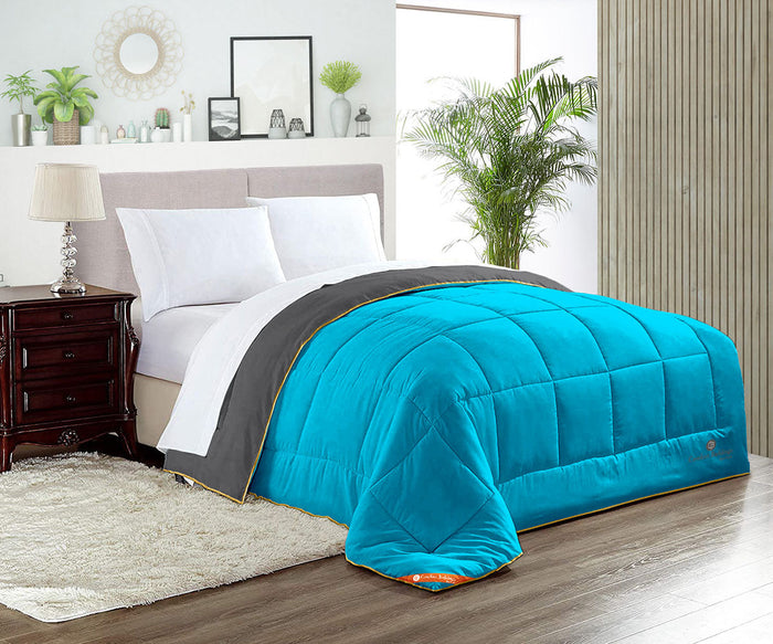 Dark Grey and Turquoise Reversible Comforter