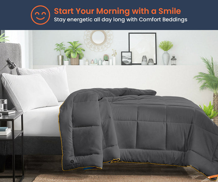 Dark Grey and Turquoise Reversible Comforter