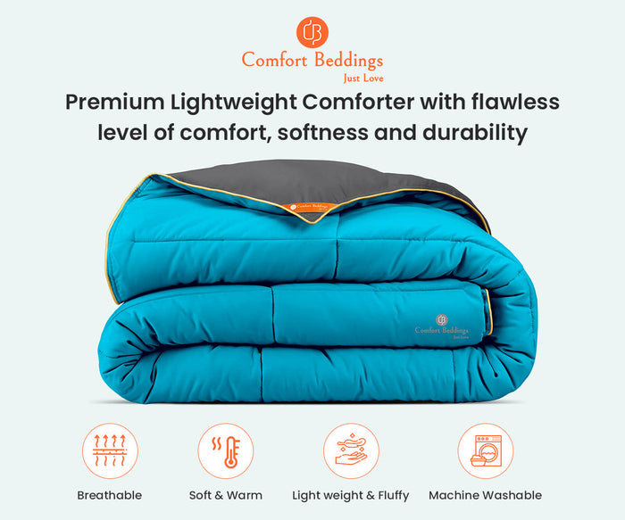 Dark Grey and Turquoise Reversible Comforter