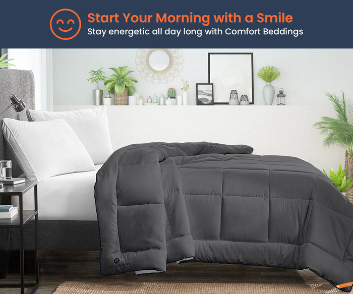 Dark Grey and White Reversible Comforter