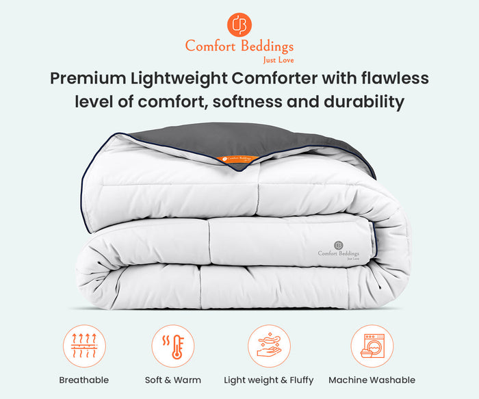 Dark Grey and White Reversible Comforter