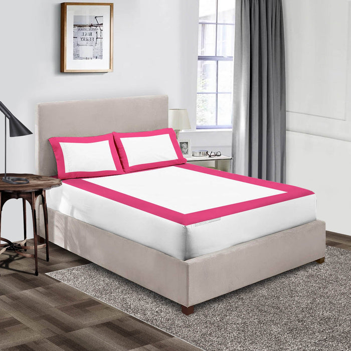 Luxury Hot pink - White two tone fitted sheets