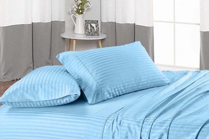 Light Blue Stripe Flat Sheets