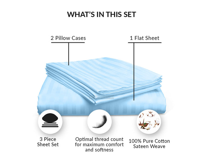 Light Blue Stripe Flat Sheet