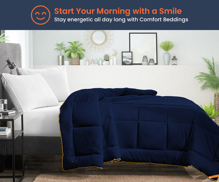 Light Grey and Navy Blue Reversible Comforter