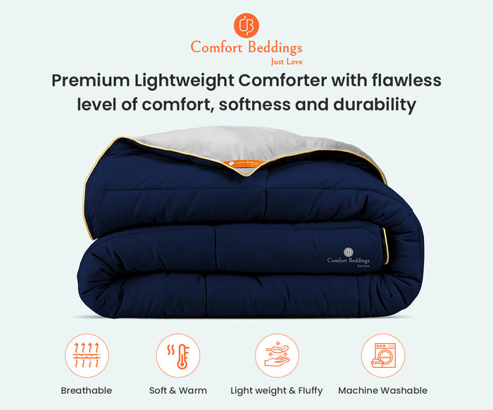 Light Grey and Navy Blue Reversible Comforter