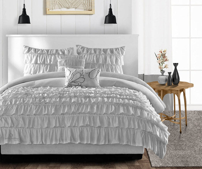 Light Grey Ruffle Comforter
