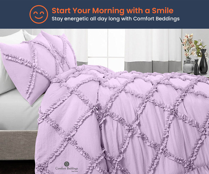 Lilac Diamond Ruffle Comforter