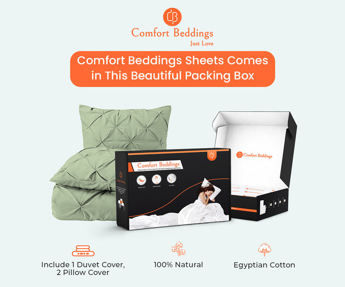 LUXURY MOSS PINCH PLEAT DUVET COVER