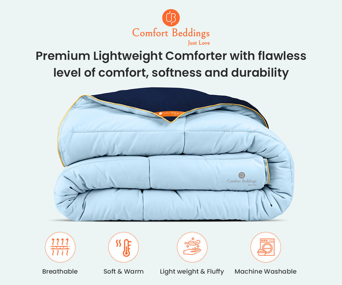 Navy Blue and Light Blue Reversible Comforter