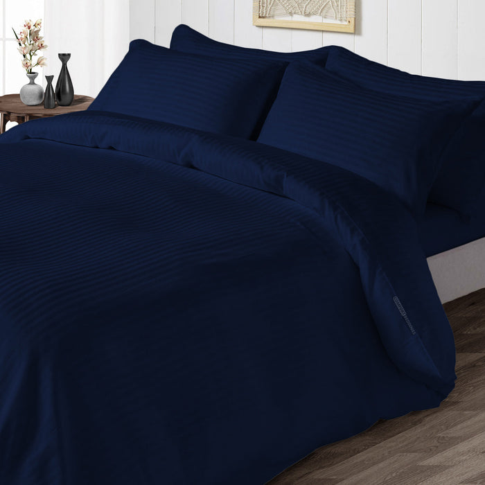 Navy Blue Stripe Duvet Cover Set