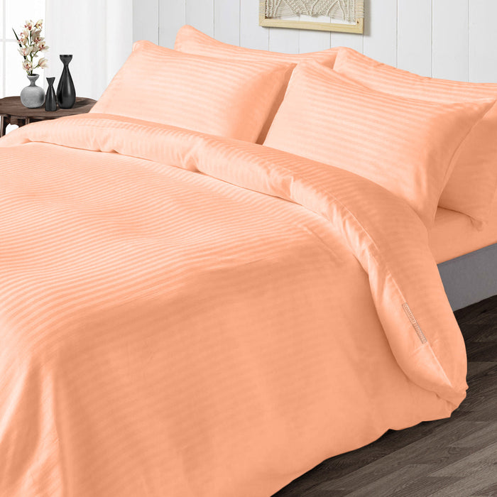 Peach Stripe Duvet Cover Set