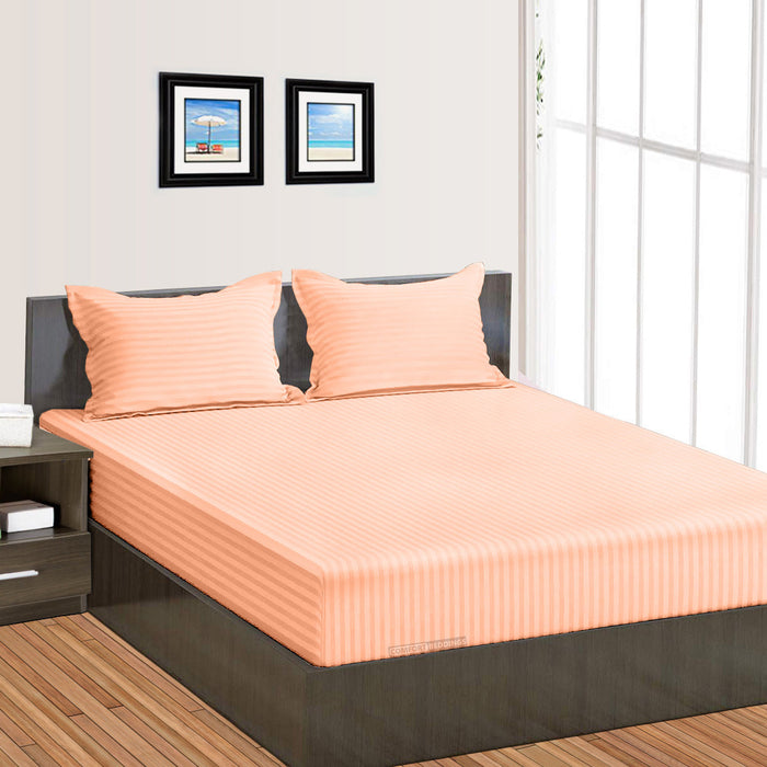 Luxury Peach Stripe Fitted Sheets Set