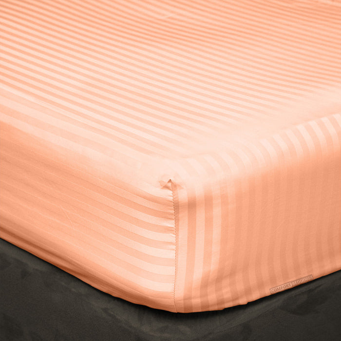 Luxury Peach Stripe Fitted Sheets Set