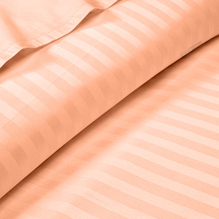 Luxury Peach Stripe Fitted Sheets Set