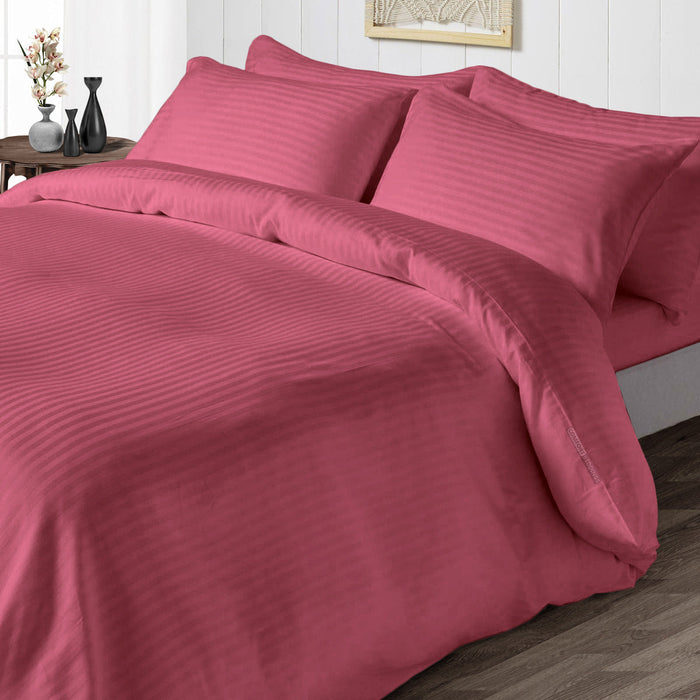 Rose berry Stripe Duvet Cover Set
