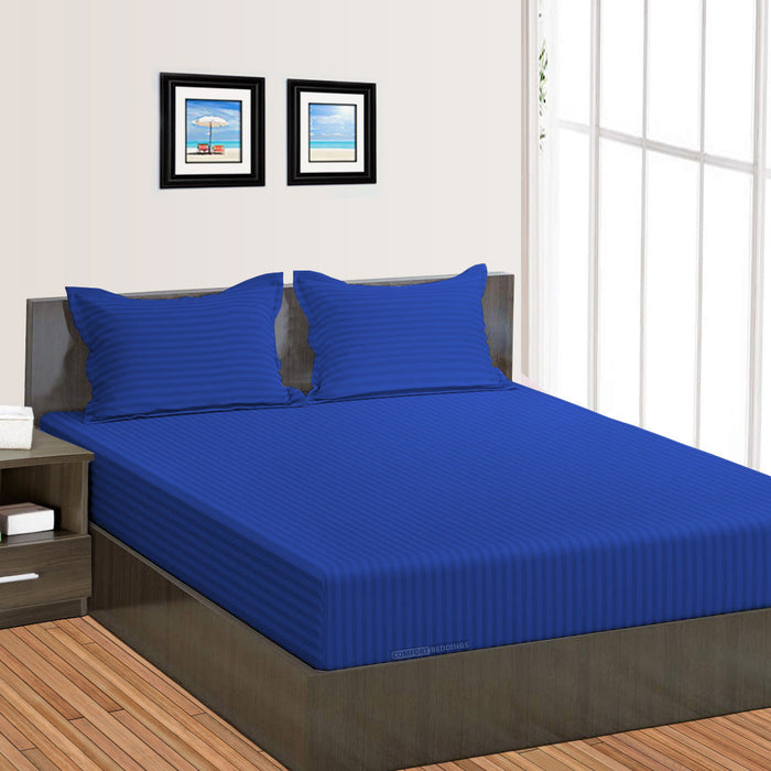 Royal Blue Stripe Fitted Sheets Set
