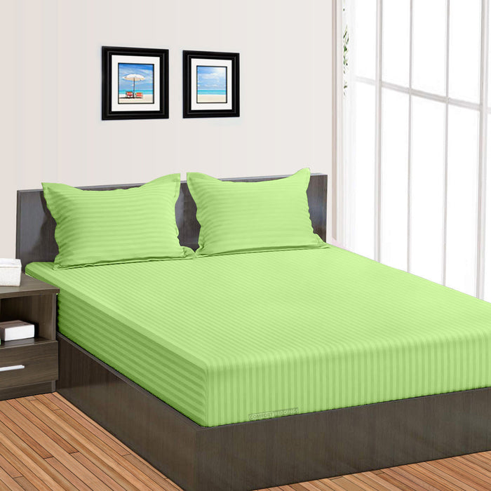 Sage Stripe Fitted Sheet
