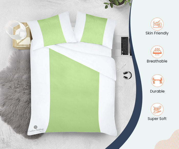 Sage Contrast Color Bar Duvet Covers