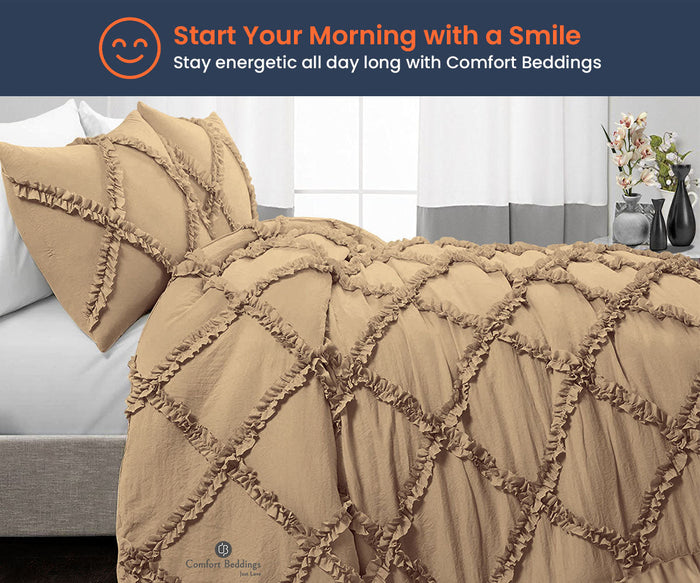 Taupe Diamond Ruffle Comforter