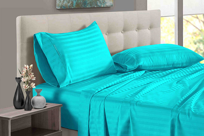 Turquoise blue Stripe Split King Sheets