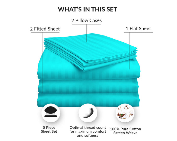 Turquoise Blue Stripe Split Sheets