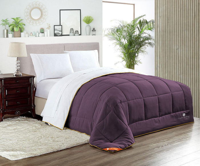 White and Plum Reversible Comforter